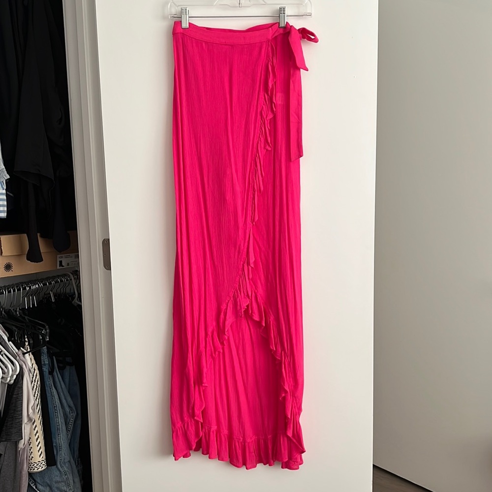 Lovers and Friends Waves for Days hot pink wrap skirt
